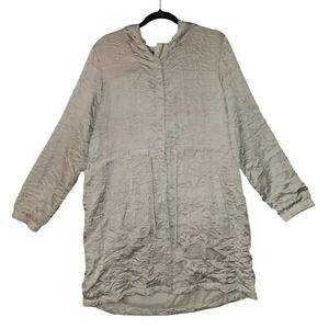 J. Jill Hooded Anorak Jacket Women Ivory Size Medium Zipper Waterproof